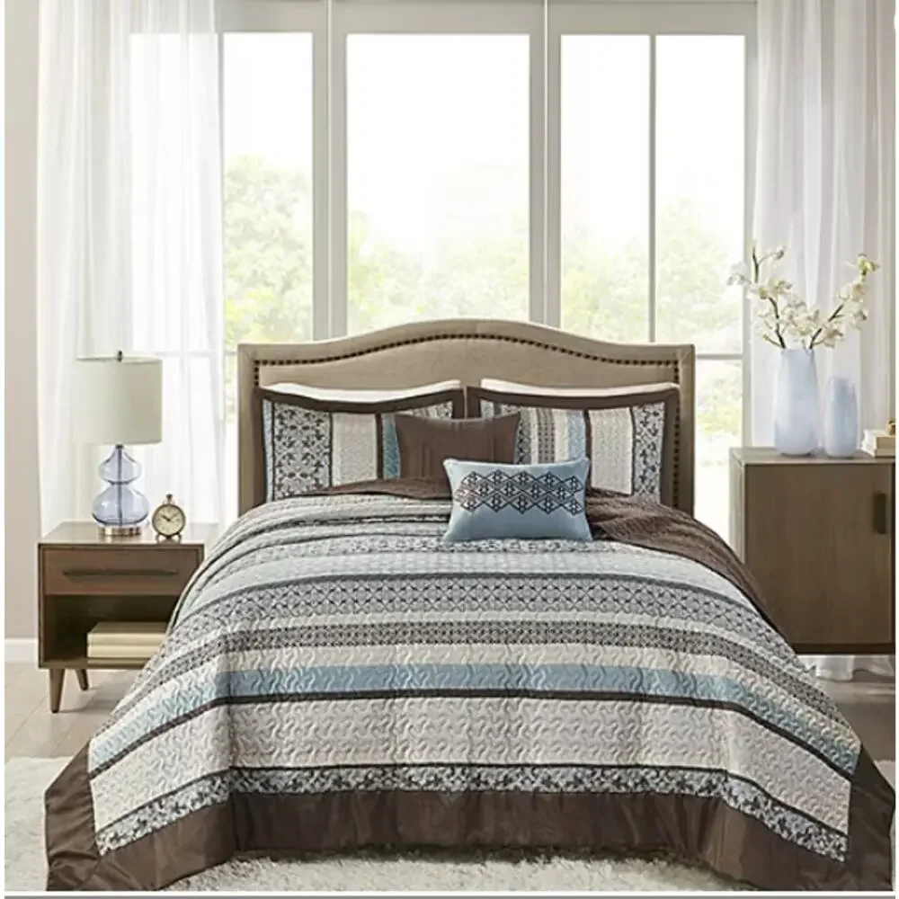 Madison Park Dartmouth 5 Piece Reversible Jacquard Bedspread Set Queen Size